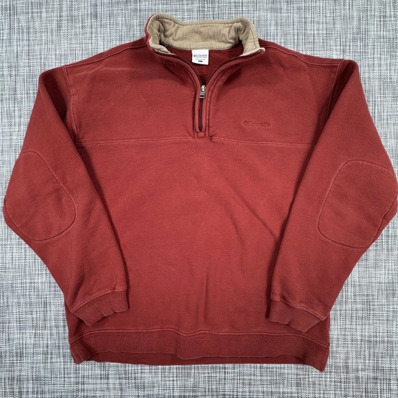 Columbia Other - Columbia Mens Large Rust Quarter Zip Sweatshirt Cotton Blend Elbow Patches